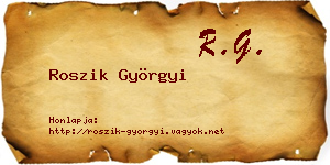 Roszik Györgyi névjegykártya
