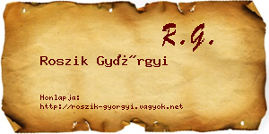 Roszik Györgyi névjegykártya